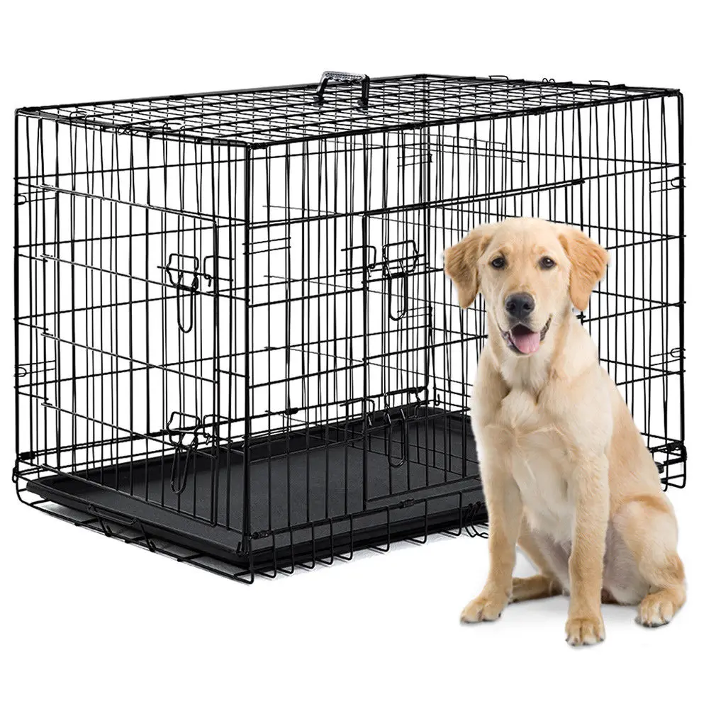 Wholesale Black Metal Pet Dog Crate Durable Outdoor Large Folding Pet Dog Cage