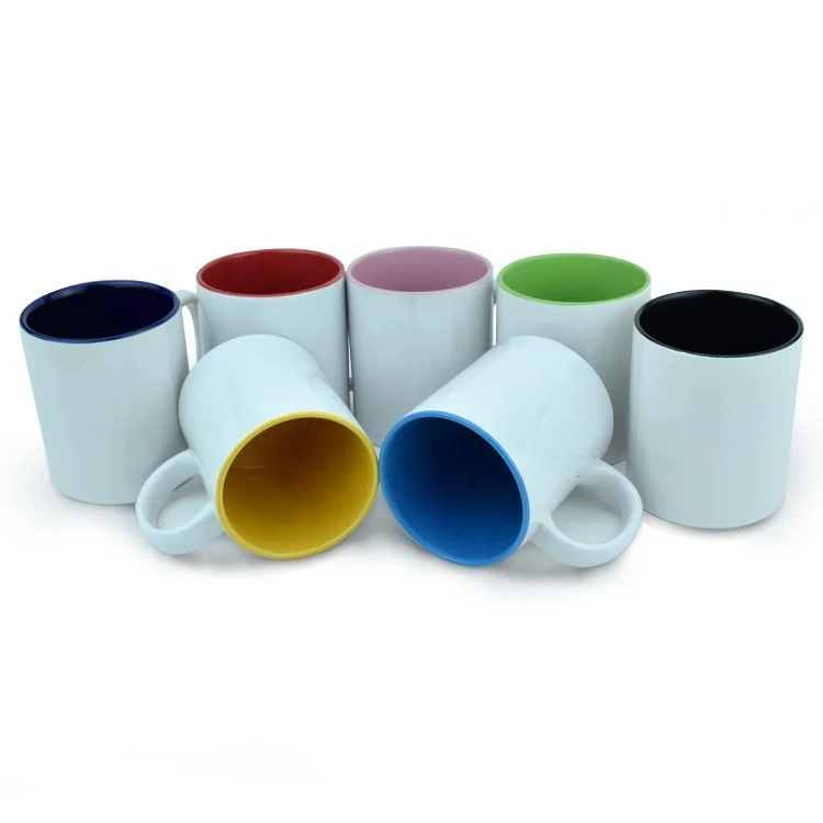 HDT 11oz Sublimation DIY Print coffee color handle Color inside blank coffee tea cup Ceramic white porcelain mug