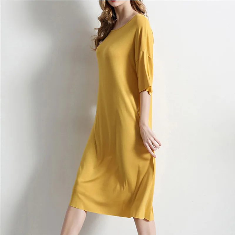 womens bamboo fiber pajamas Eco-friendly home leisure loose dress organic cotton women dresses sleeper sleep dress