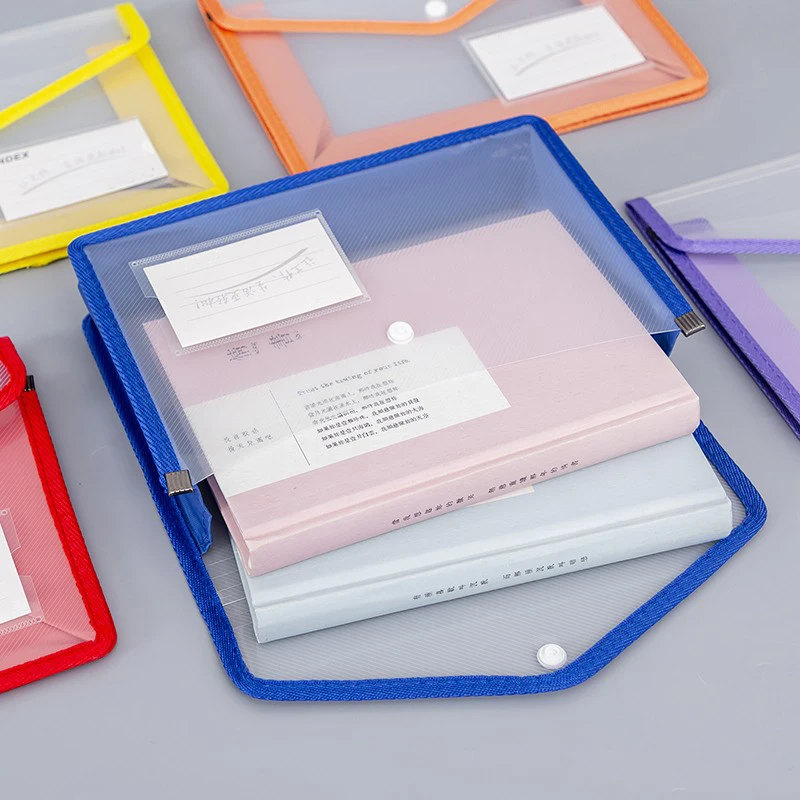 Custom Fashion  Plastic Stationery  Bag With Button School Students Supplies Document Case For Student