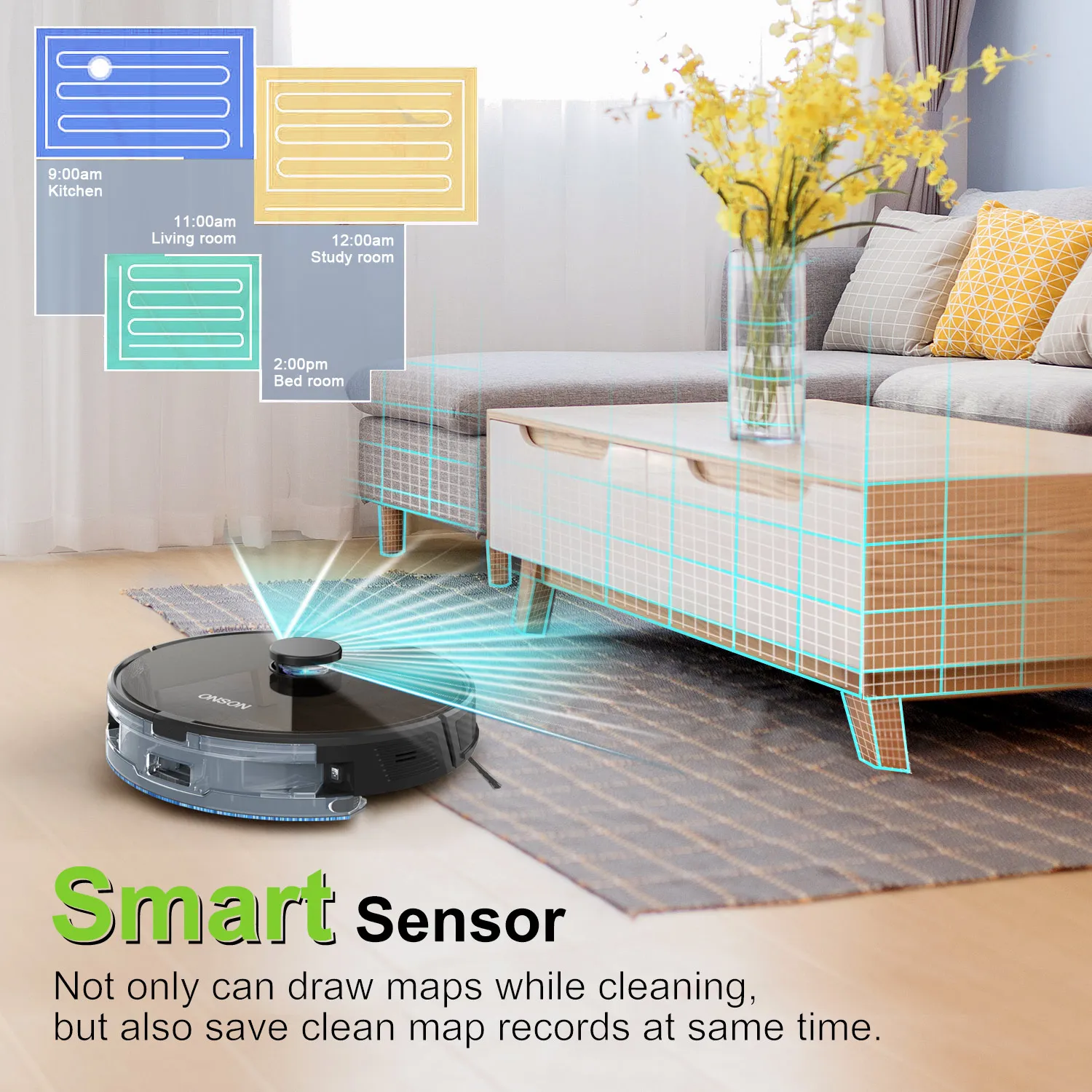 2700Pa Cleans Carpets Hard Floors Pet Hair Self-emptying Dustbin Laser Robot Vacuum