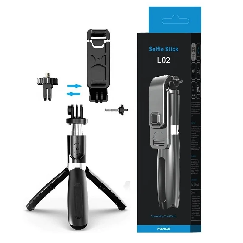  Best Seller L02 Portable 3 in 1 Wireless Mobile Phone Monopod Selfie Stick Tripod with Remote