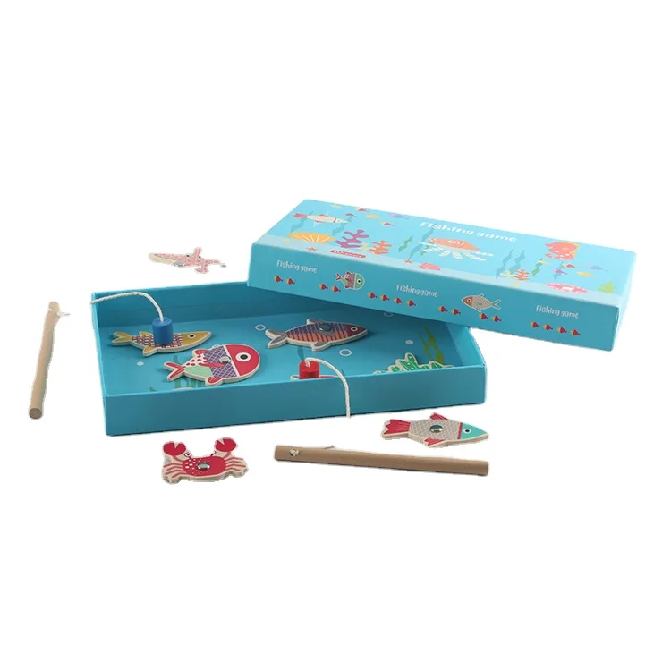 Eco-Friendly 3D Fish Baby Educational Toys Outdoor Wooden Fishing Toy Magnetic Fishing Game For Kids