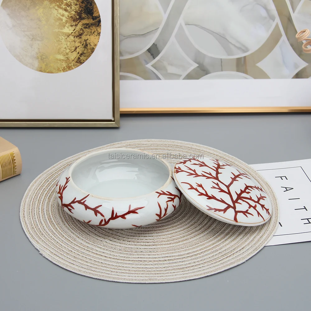 JW018 7 inch ceramic tea storage jar baby birth gift collection trinket boxes with lid for home decor