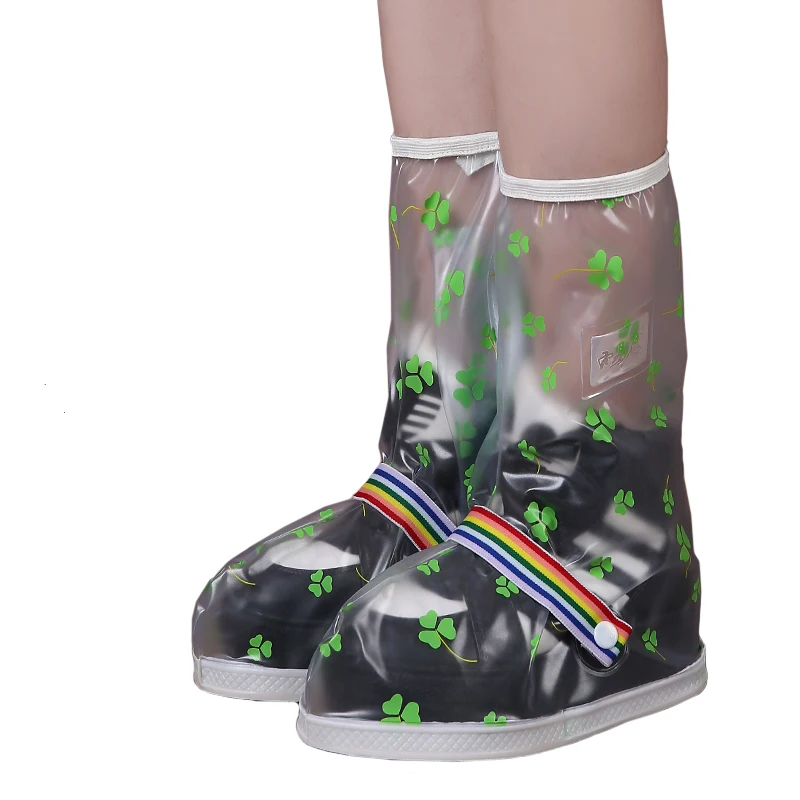manufacturer custom unisex water resistant washable printing design plastic rain shoe cover for women