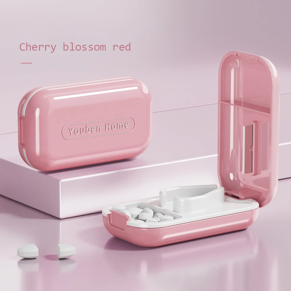 Pill Cutter Crusher Holder Case Medical Kit Dispenser Storage Organizer Box Cut Divide medicine Medication Drug Tablet Vitamins
