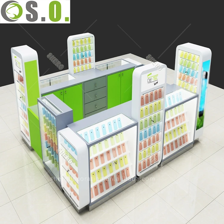 High end cell phone kiosk with mobile phone display counter