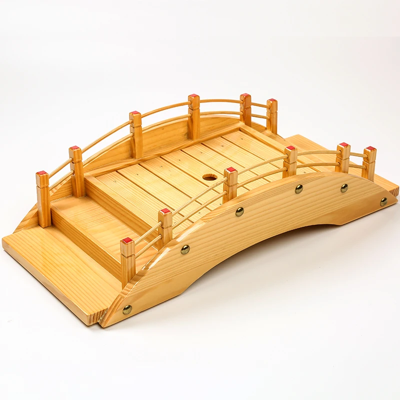 High Quality Japanese Bamboo Wooden Sushi Sashimi Serving Bridge Plate Holder Tray Fish Unbreakable