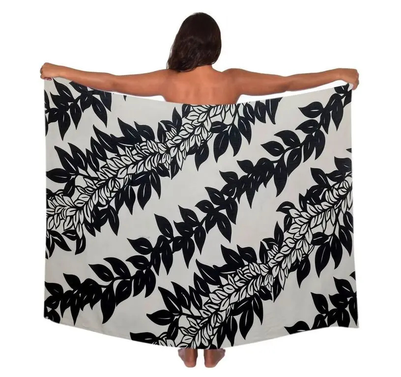 Hawaiian Lavalava Sarong Drop Shipping Puakenikeni Flowers Pattern Beach Wrap Sheer Bikini Wrap Cover Ups For Swimwear Plus Size