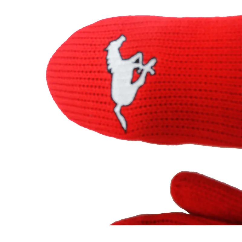 Red Warm Fingerless Knitted Animal Pattern Mittens Gloves