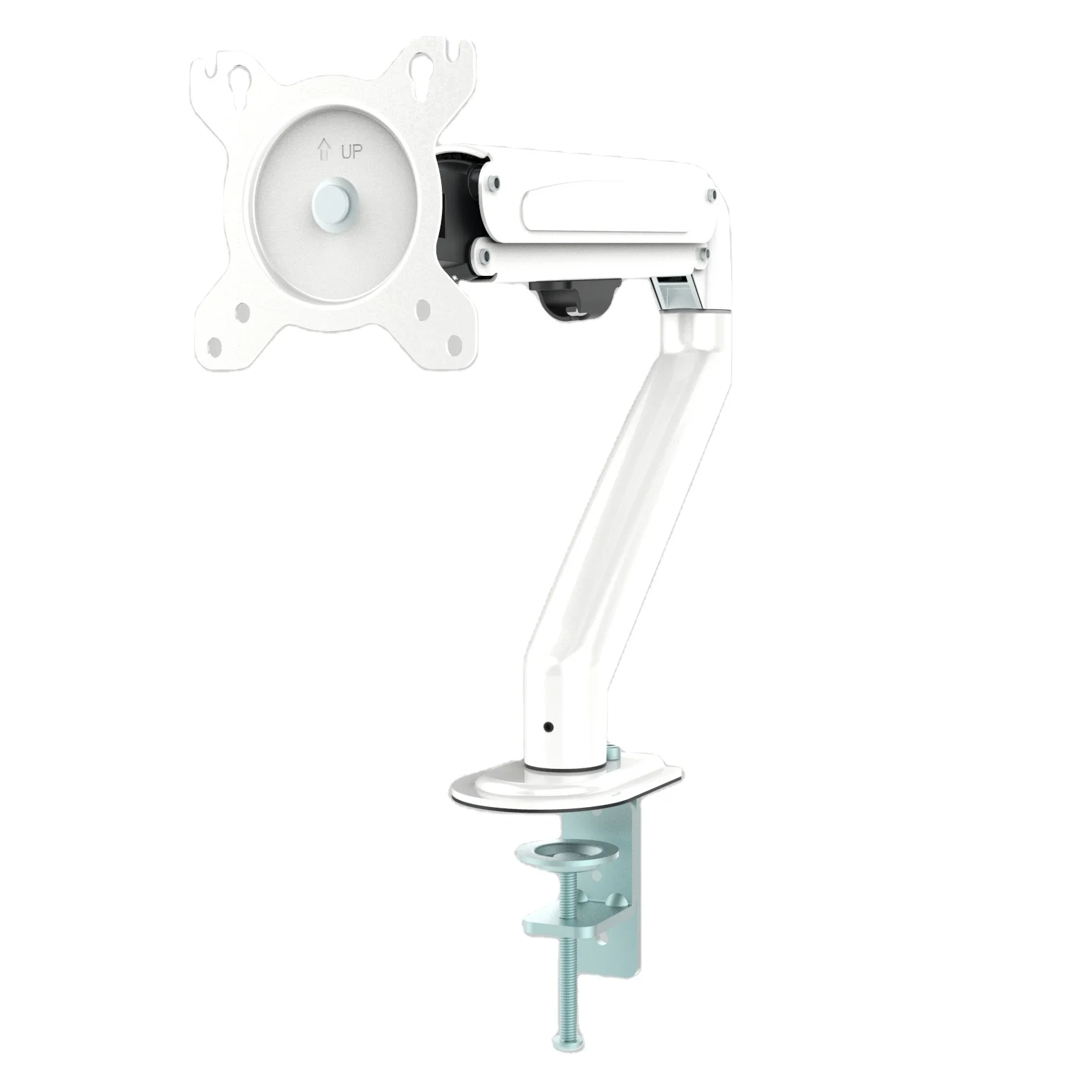 White Gas Spring Monitor Desk Mount Swivel Vesa Bracket  Mounting Base for 17 to 27 Inch Monitor Arm