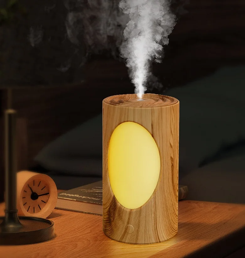 Wood Grain Humidifier USB Charging Desktop Fog Tree Hole Creative Oils Diffuser Night Light Bedroom Hydration Humidifier