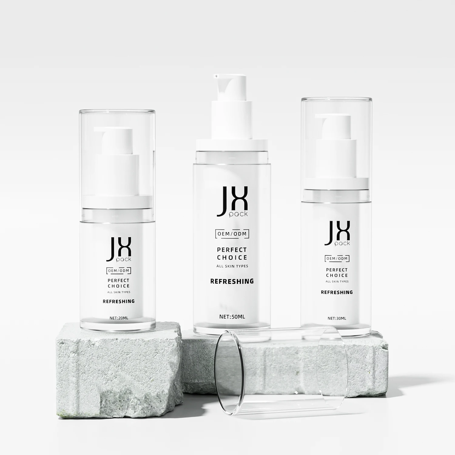 Sustainable refillable double wall 20ml 30ml 50ml airless pump cosmetic acrylic plastic bottle for lotion serum skincare