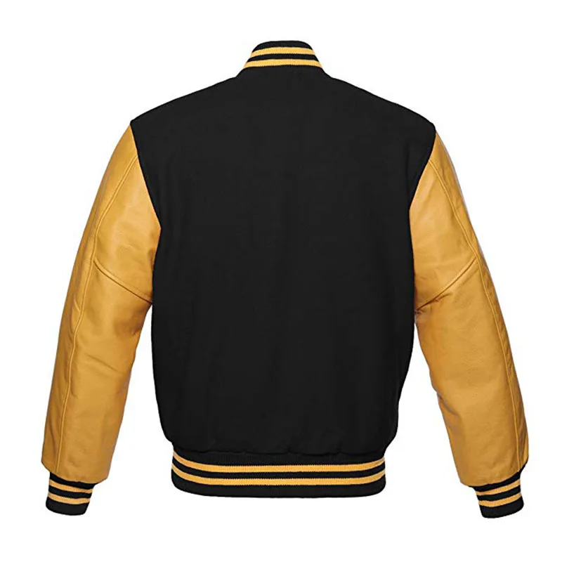  Varsity/Letterman/Студенческая куртка черного/белого цвета из мельтона с подкладкой для