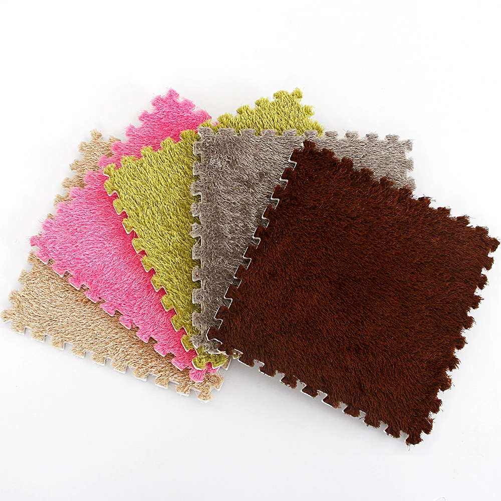 
Wholesale Interlocking EVA Foam Plush Puzzle Tatami Floor Mat Shaggy Velvet Carpet 