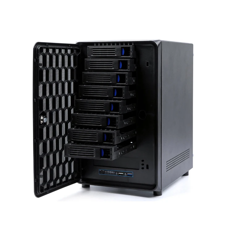 Корпус сервера хранения данных NAS портативный корпус mini itx 8 bay hot swap для