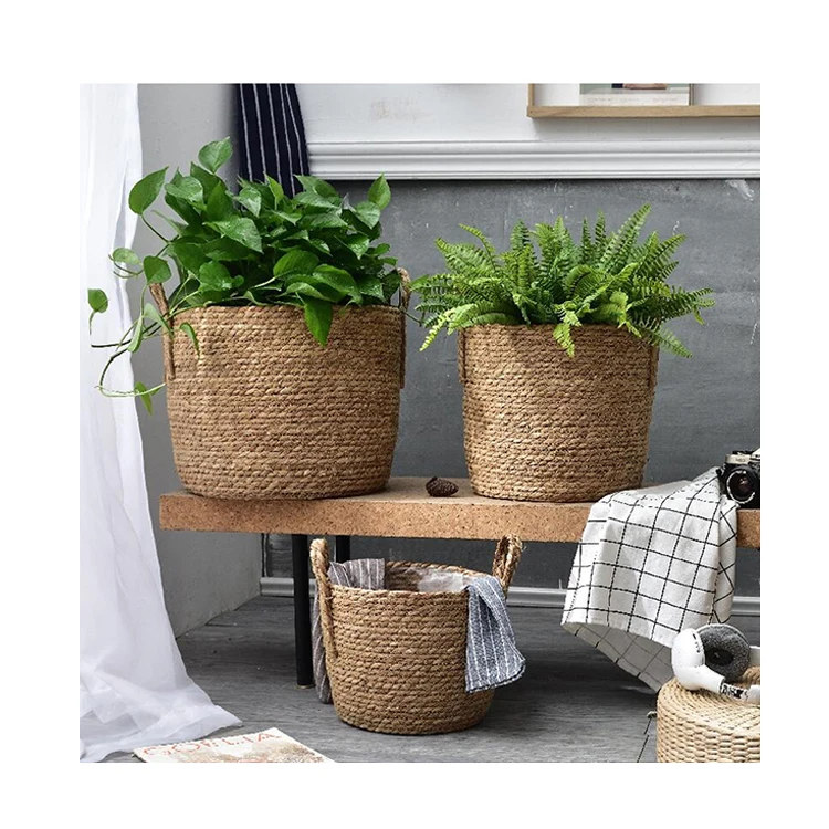Handmade planter storage basket woven plants basket green house flower girl basket decorations for home