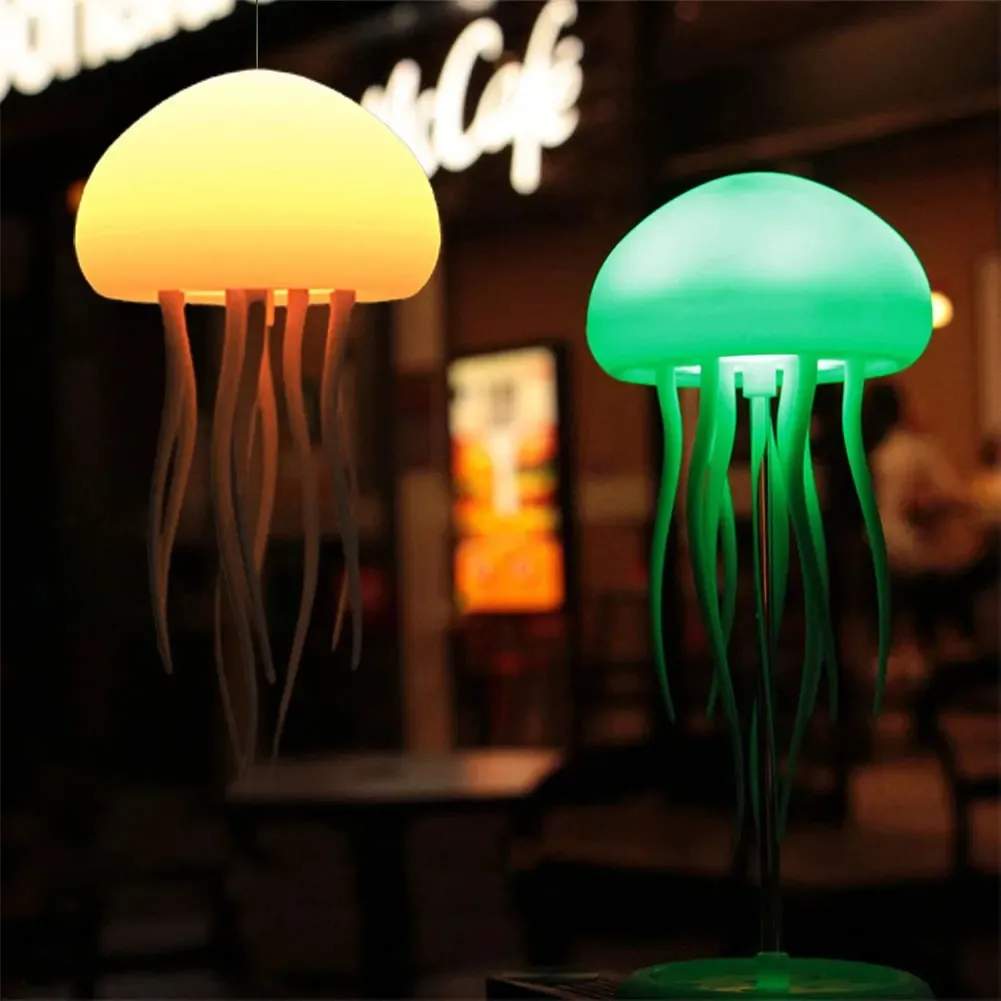 Creative 7 Color Changing RGB Rechargeable Desk Lamp Outdoor Garden Bedroom Floating Dynamic Dancing Jellyfish Led Night Light