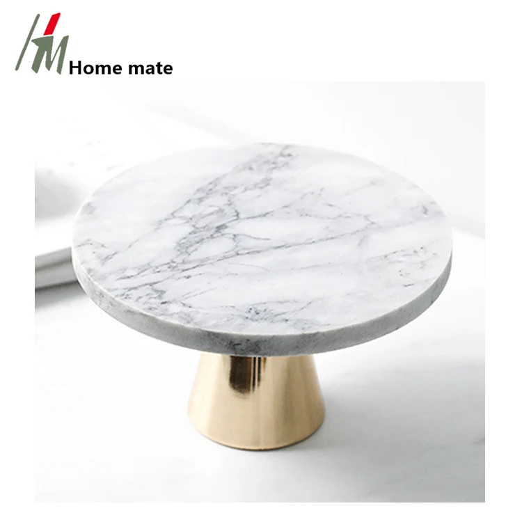 Factory Wholesale Natural Stone Round Marble Cake Tray for Kitchen and Parties
