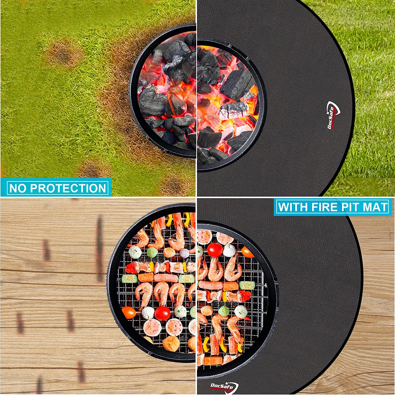 BSCI audited factory high temperature resistant outdoor fire pit mat for protecting patio deck