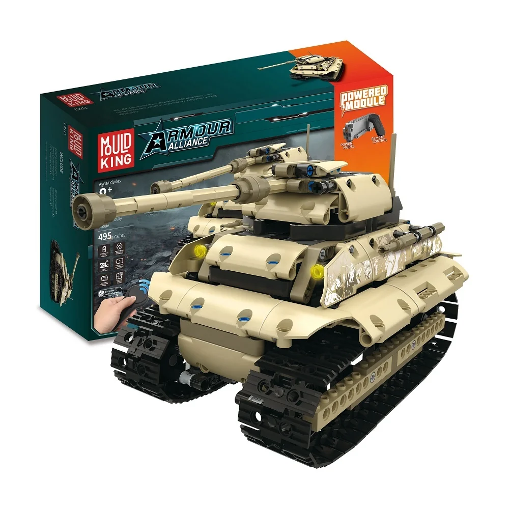 Радиоуправляемый тяжелый гусеничный Танк Mould King 13011 игрушки кирпичи с дистанционным управлением модель военного танка набор строительных блоков