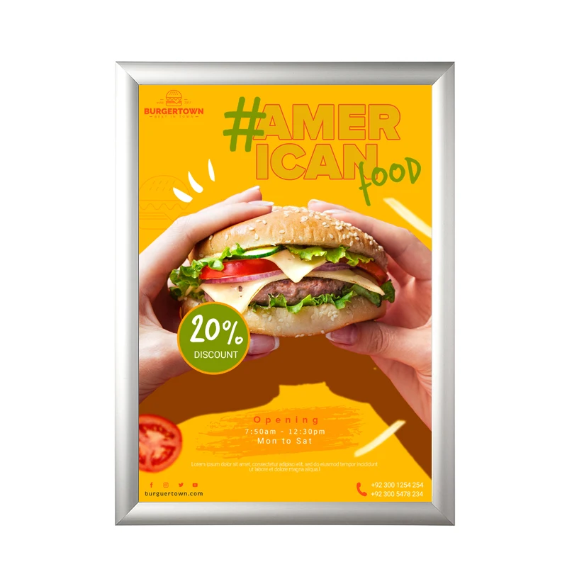 24 X 36 Picture Frame Wall Mounted Sign Snap Poster Restaurant Poster Holder