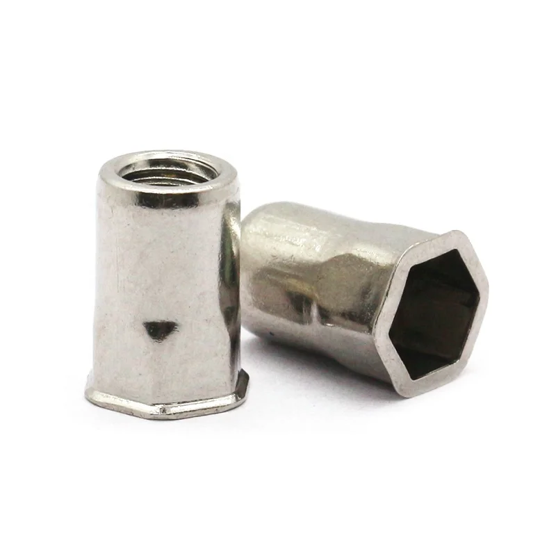Wholesale Threaded Inserts Open End Flat Head Rivet Nut Ss304 Stainless Steel reduce hex head-inner hex rivet nut