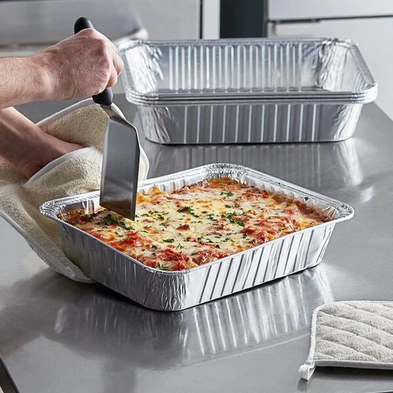 Half Size Deep Roasting Baking Cooking Aluminium Disposable Lasagna Pan With PET Lid