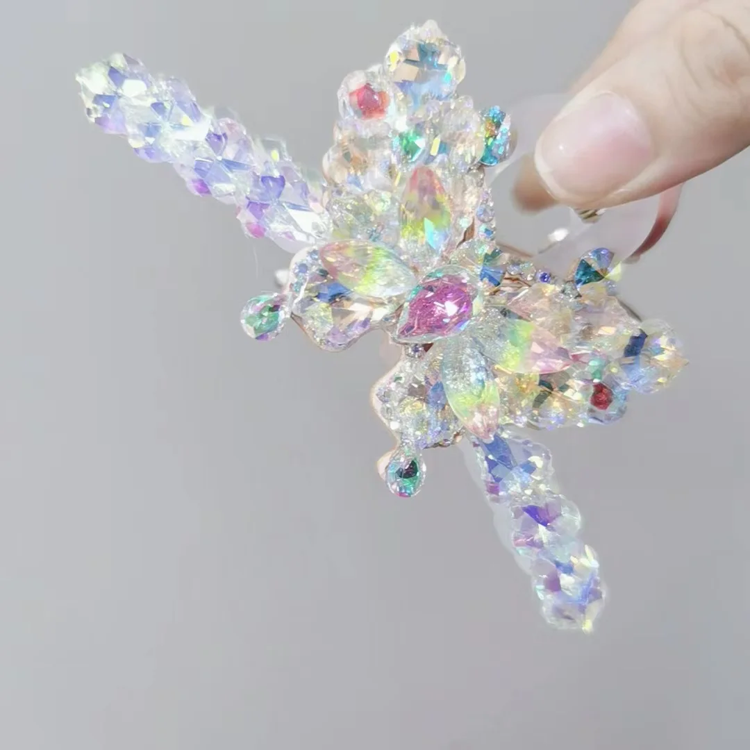 New Korean Women Hair Claw Hair Clip Flower Rhinestone Large Grab High-end Luxury Headwear Hair Accessories