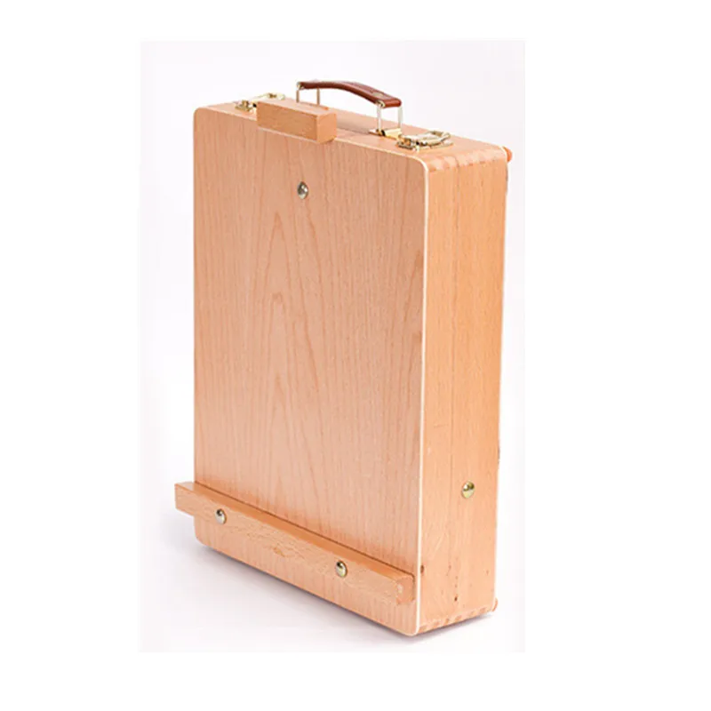 Art supply wood sketch box easel adjustable tabletop easel sketch box with divided storage compartment for painting