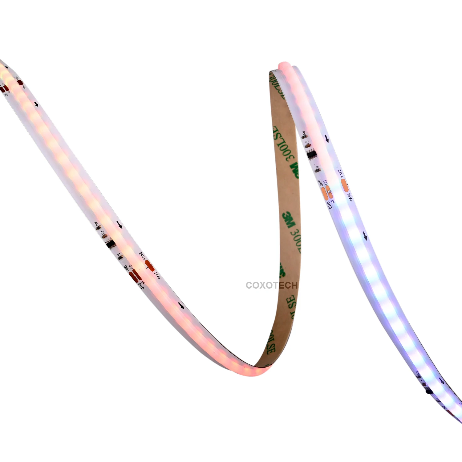 coxo addressable app control running dmx512 spi 5v snake 24v ws2811 rgbic digital cob led strip lights multi color