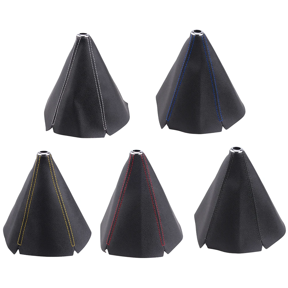 JDM Universal Black PVC Grain Shifter Knob Boot Cover Stitching Blue Red Black For Manual Automatic Gear Shift Collars