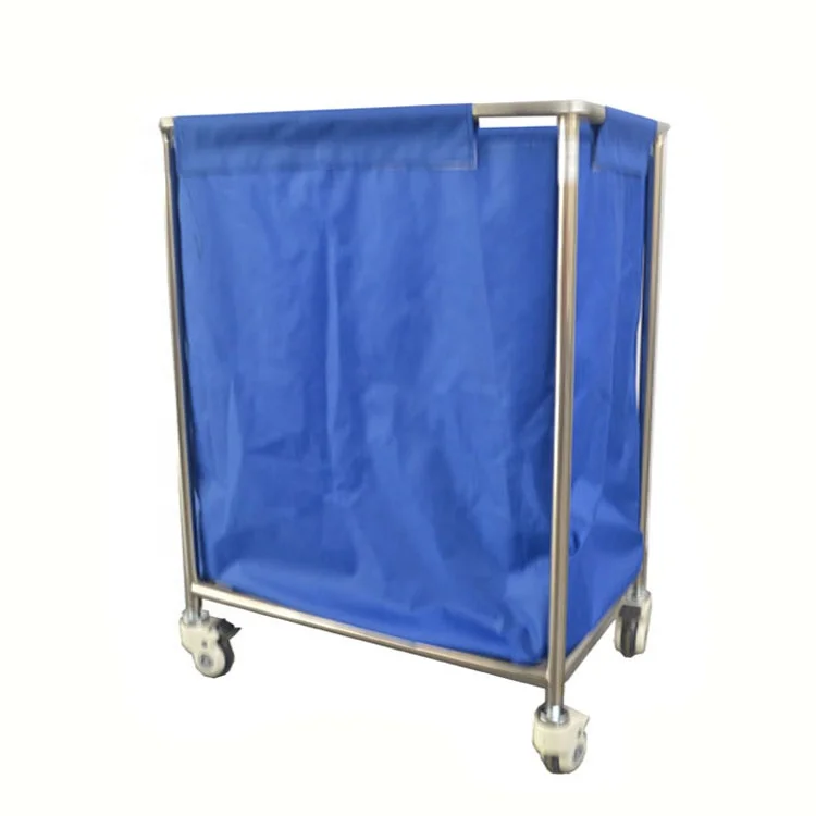 Linen Cart Trolley with Wheels Factory Hotel Metal Heavy Duty Big Laundry Commercial Dirty Stainless Steel QXC-015B China Sturdy