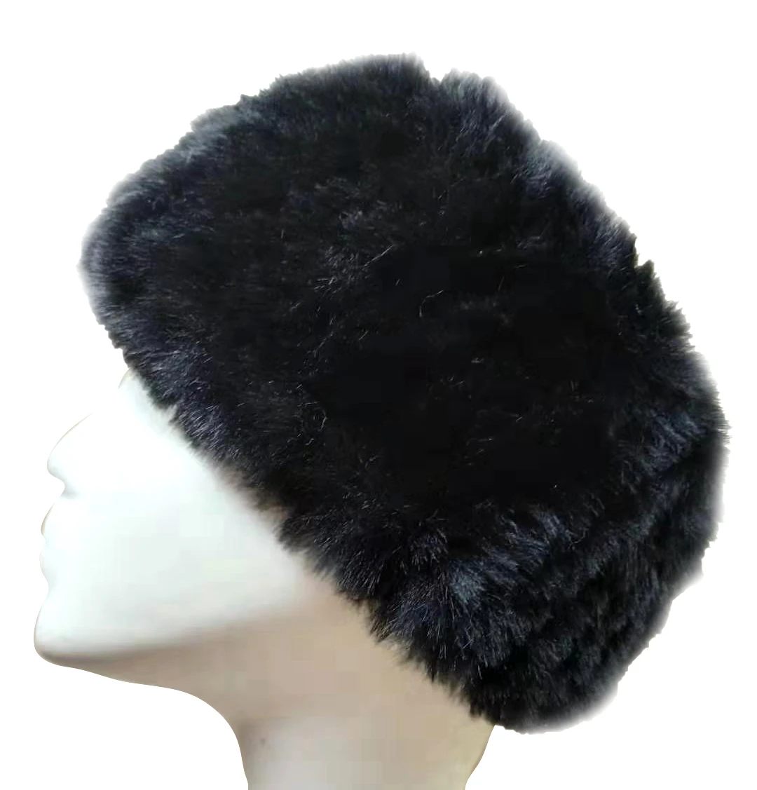 Wholesale Warm High Quality Acrylic Rex Rabbit Fake Fur Knitted Soft Hedband Neckloop Scarf