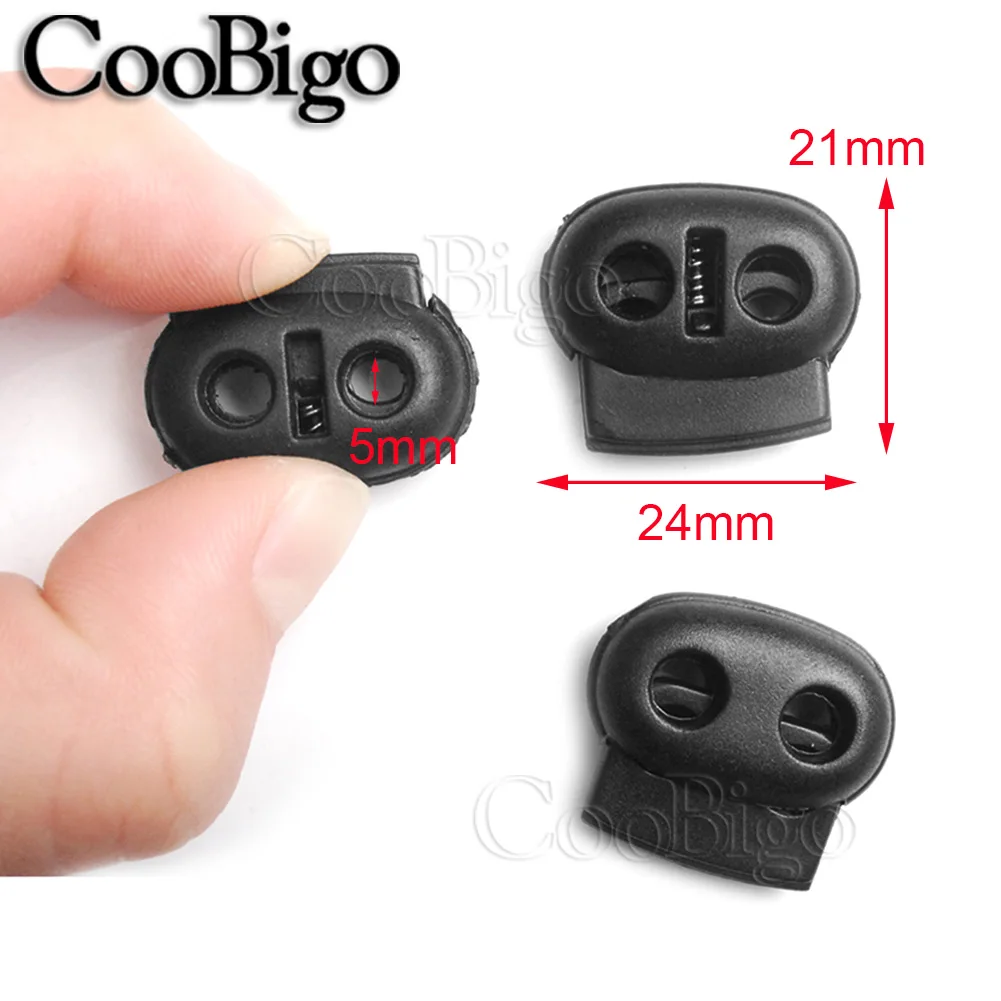 500pcs 5mm Hole Plastic Cord Lock Stopper Spring Toggle Clip Paracord Rope Shoelace Bags Sportswear Apparel DIY Accessories