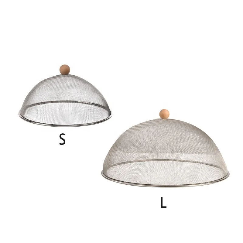 customize  stainless steel reusable food cover umbrella fly cap  plate food storage stackable  net mesh food covers