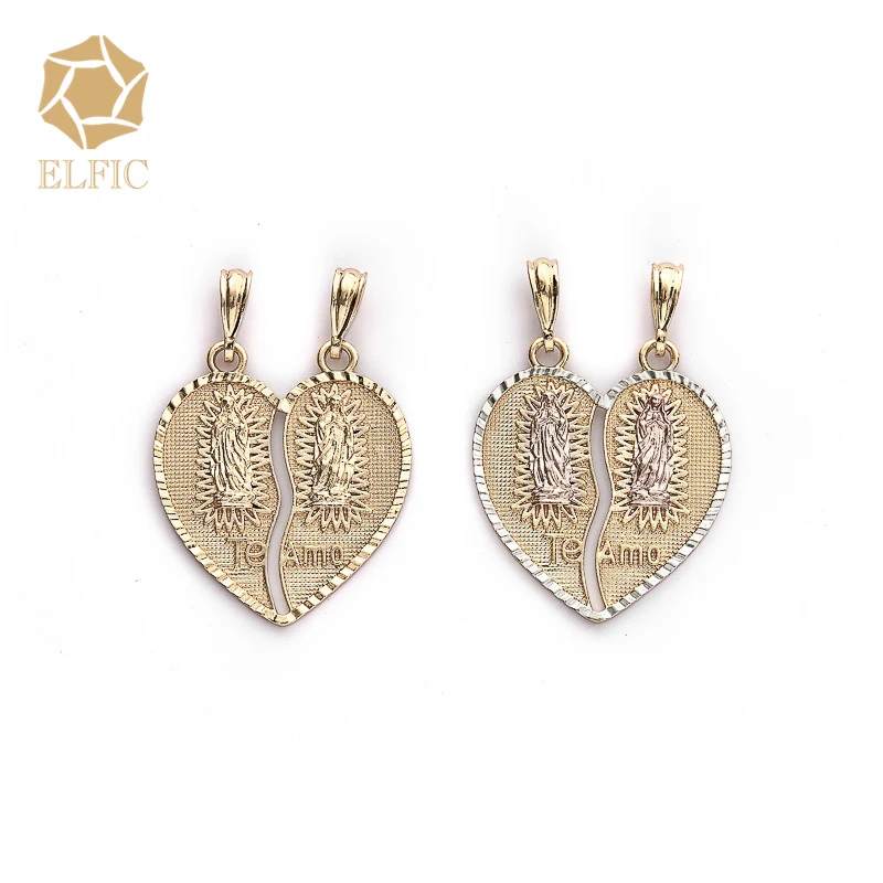 Elfic Big heart shaped religious the Virgin Mary Pendant