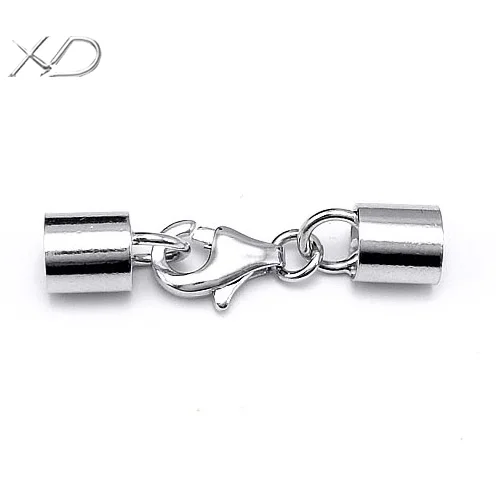 XD P609 925 sterling silver lobster clasp with 5mm end clasp for leather cord Sticky rope tube S925 sterling silver tail clasp