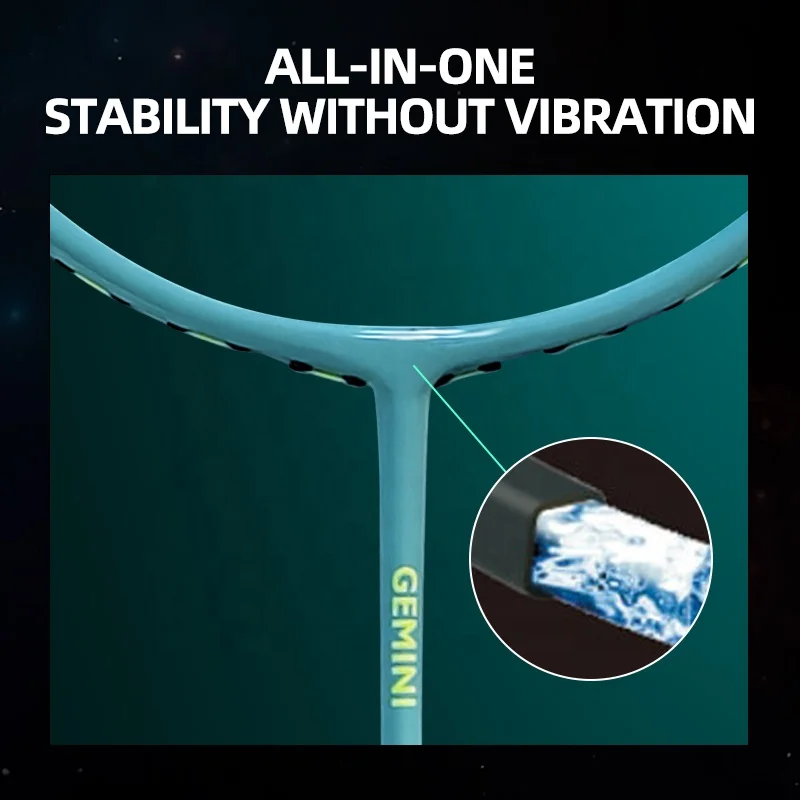ALP Gemini Series Badminton Racket 4U G4 22-26lbs Carbon Fiber Lightweight&High Elastic Racquets for Outdoor Indoor Training