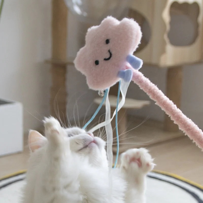 Inspired by Internet Cat Toy Doll Interactive Fun Stick with Bell Ribbon Plush High-Value Lovely Style Pet Toy Attracting Cats