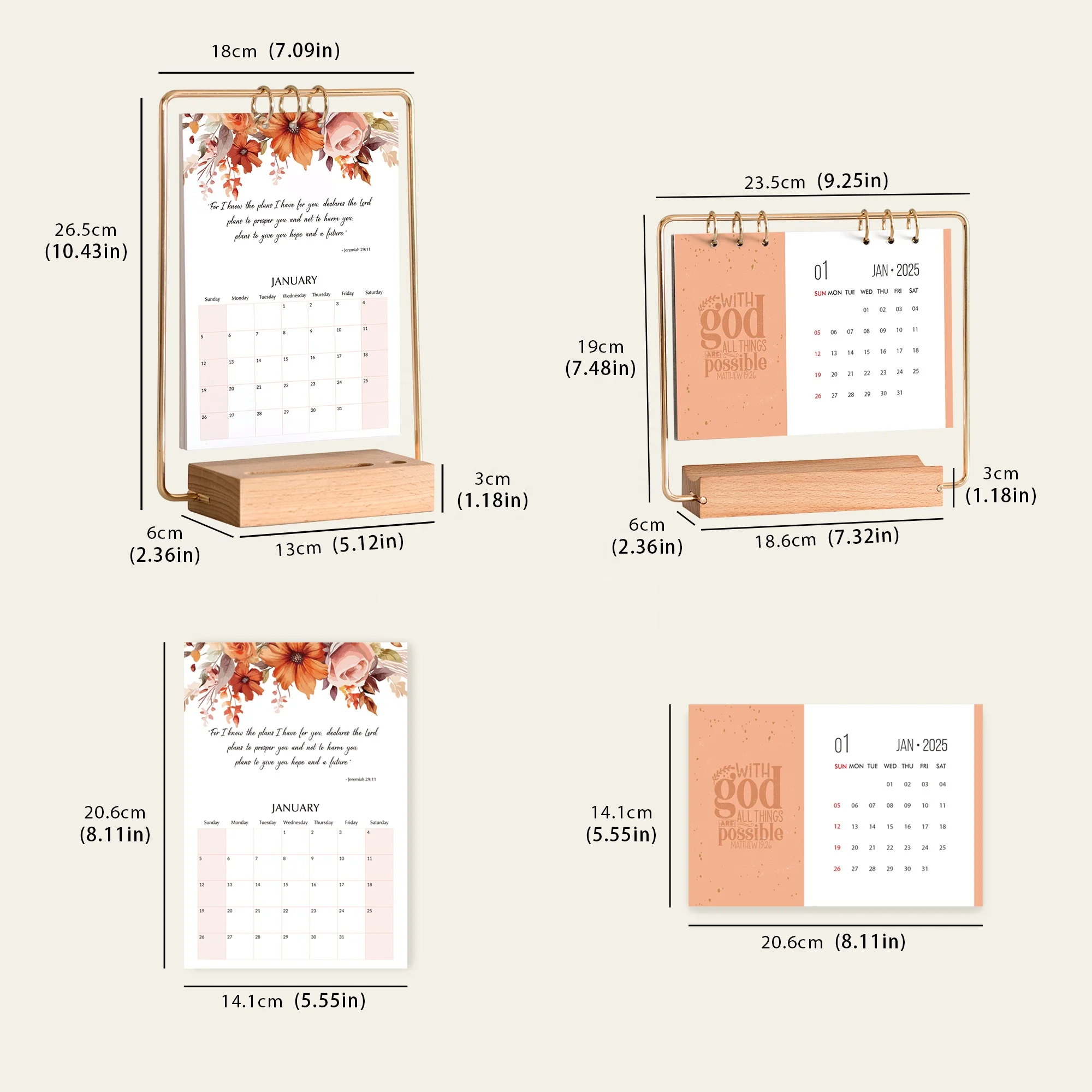 New Design 52 Weeks Planners Customized Office Gift Agendas Business Organizer English Logo Seed Paper Desktop Monthly Calendars