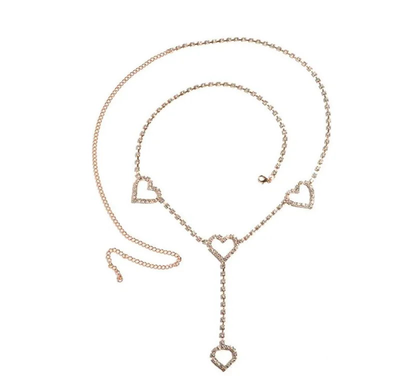 
Bride jewelry manufacturers sexy model water diamond love waist chain fashion European and American waist ornaments 