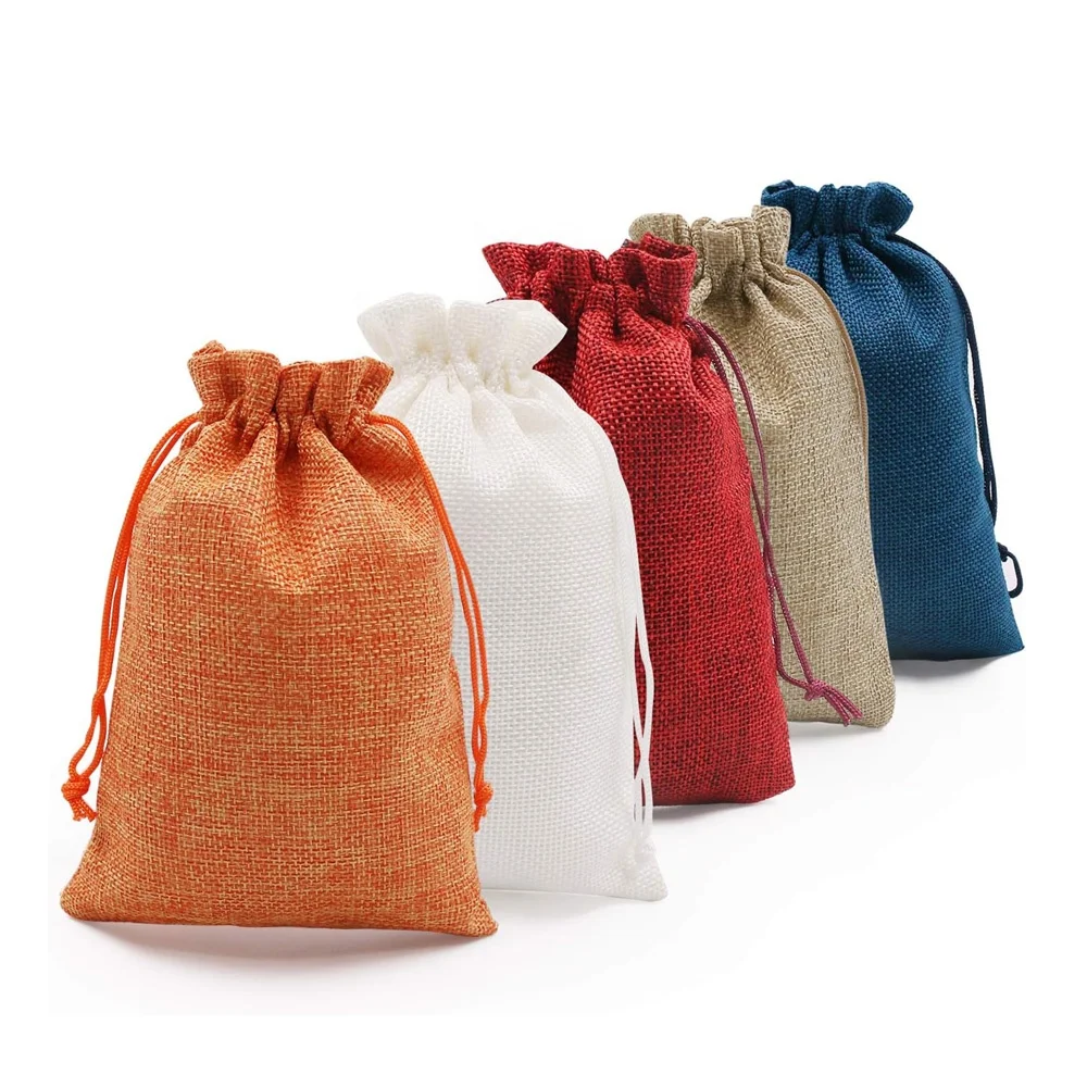 Fast Delivery Natural Hemp linen Drawstring Bags Wholesale Burlap Gift Drawstring Pouch Jute Bags with String 13*18cm