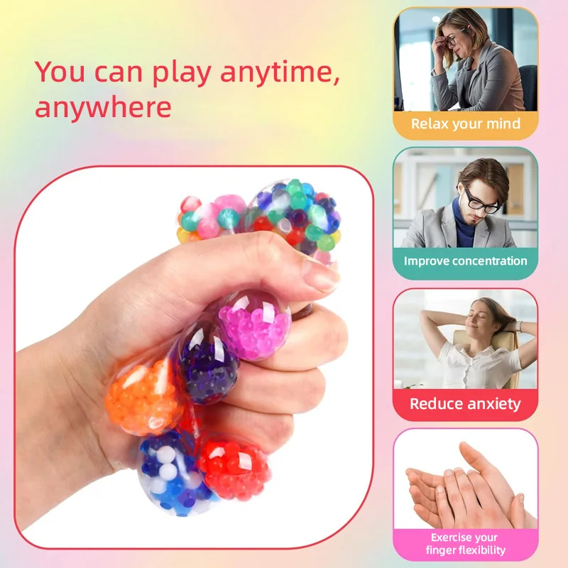 New Arrival 4cm Tpr Egg Shaped Squishy Frog Bead Gel Stress Ball Squeeze Strength Ball Bubble Sensory Squeeze Fidget Ball Toys