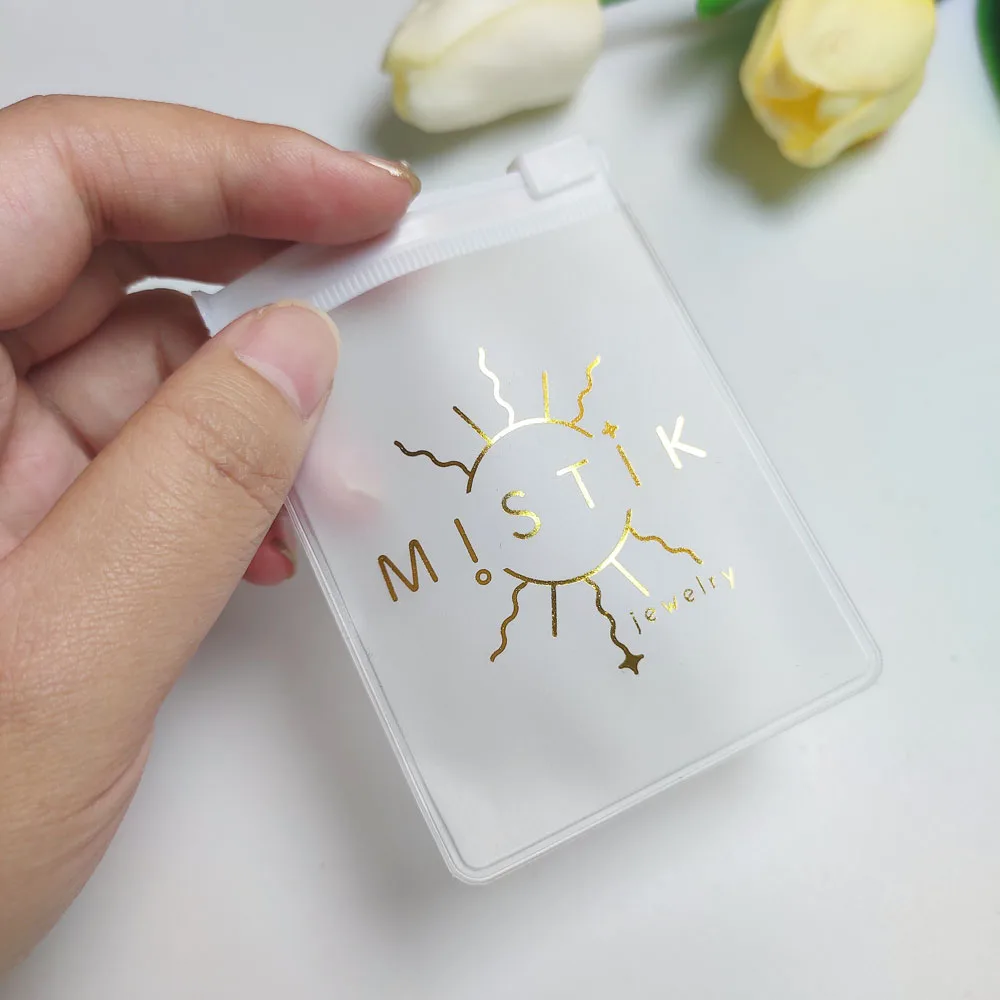 High Quality Custom Print Logo Frosted Zipper Bag Small Zip Lock Plastic Bag For Jewelry Earrings Packaging PVC Ziplo