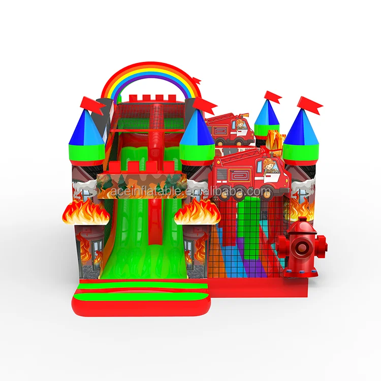Fire Truck Inflatable bounce House Inflatable Bouncer For Kids Party Jump And Slide Combo Outdoor Bouncy jumping Castle