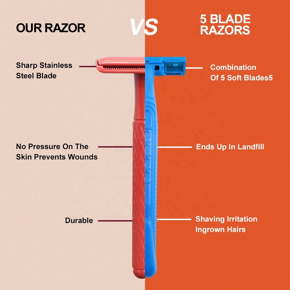 High Quality Zero Waste Classic Bikini Aluminium Handle Pink Safety Razor Shaving Kit For Women