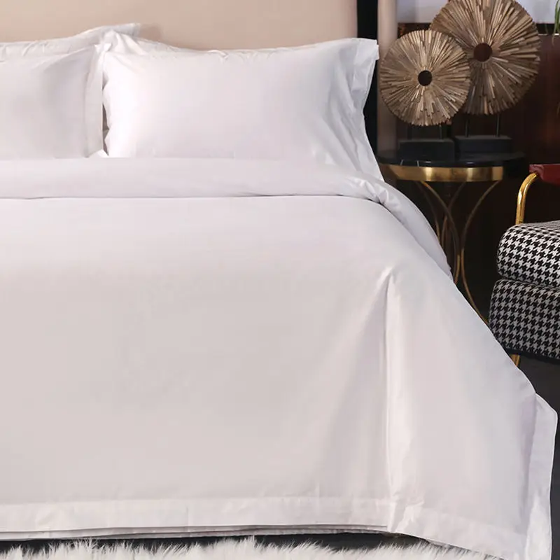 Wholesale bulk high quality 100%cotton white 5 star luxury hotel linen bedding set with logo
