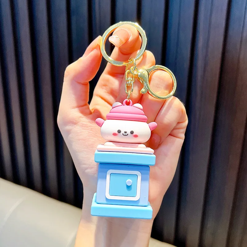 Creative retractable snowman keytag puppy drawstring backpack pendant car keyfob doll machine small gift wholesale keyholder