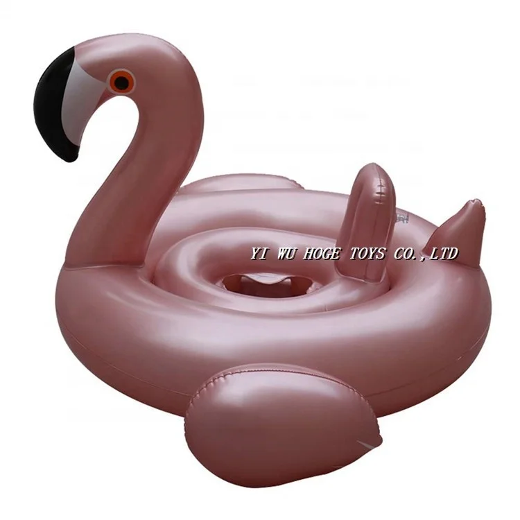 Flamingo shape pvc inflatable baby seat with sun shade canopy